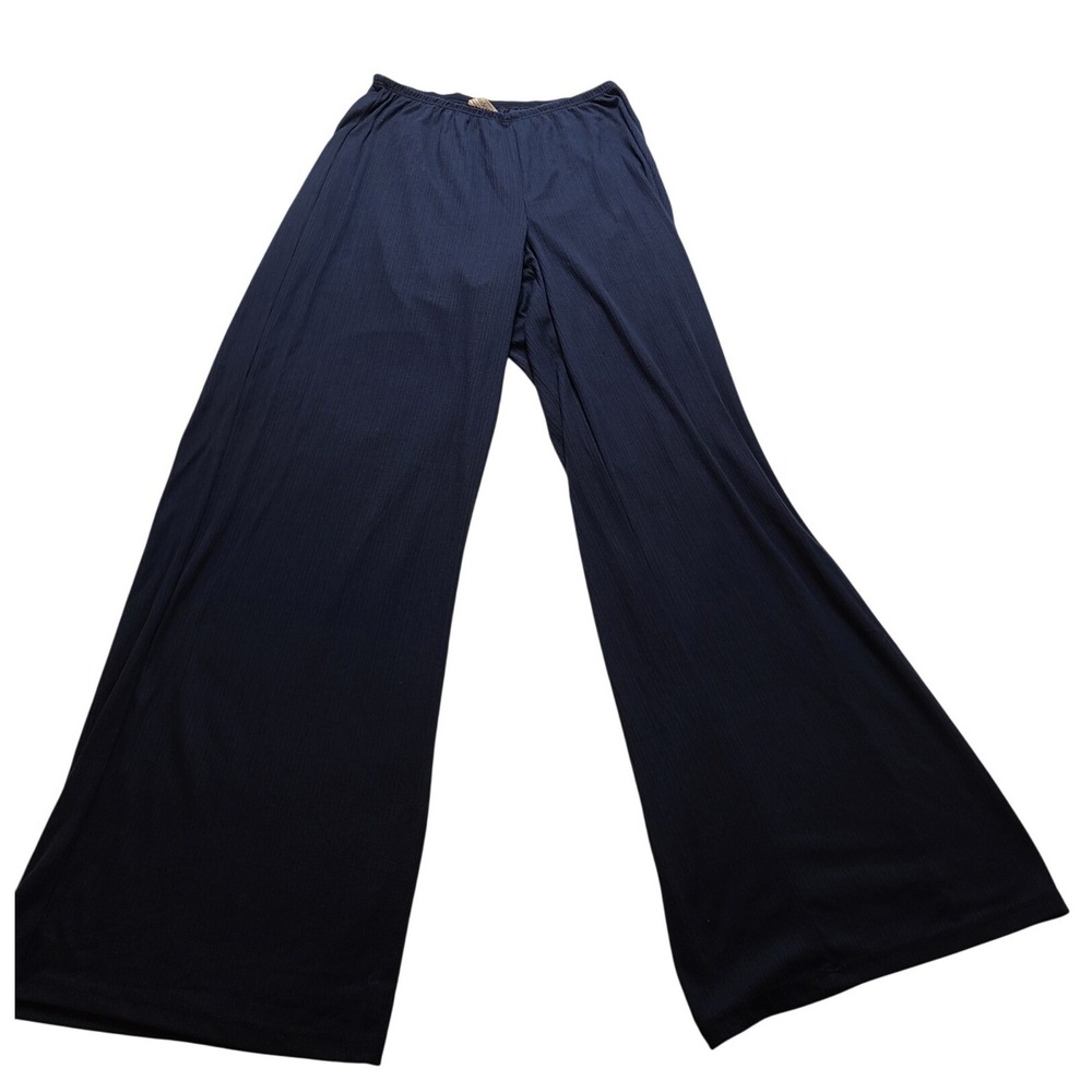 Auden Navy Blue Ribbed Wide Leg Women's Sleep Pants Pajama Bottoms Small NWOT
